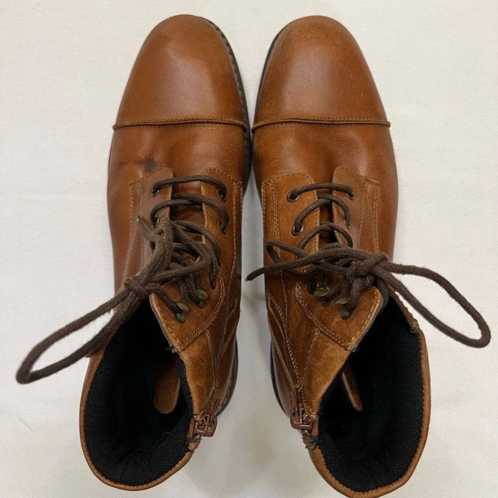 THE RAIL Cap Toe Chukka Brown Leather Ankle Boots Size EU‎ 43M (US 10)